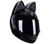 Jelivey Casco de motocicleta Oreja de gato de cara completa Certificación DOT desmontable Casco de moto de seguridad para mujeres y hombres Regalo ...