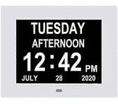 Demencia digital Reloj Calendario Reloj Día Fecha Reloj Grande Pantalla grande Claro sin abreviar Hora y fecha Blanco