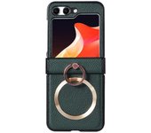 Unbrand Fundas Magsafe Leather Slim a prueba de golpes para Motorola Razr 50 Razr 50 Ultra con soporte para anillo Verde