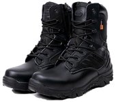 Botas de combate de cuero militar para hombres de invierno Zapatos de seguridad para el trabajo desierto Botines tácticos Hightop negro 43