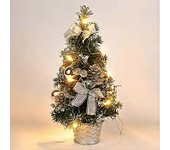 Linkrunning Pequeño árbol de Navidad con luces (plateado)
