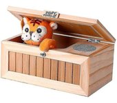 Caja inútil de madera, regalo de juguete de tigre con sonido