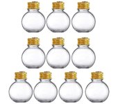 unbrand 10 piezas de bola de Navidad vacía transparente de 50 ml rellenable con perchas de metal extraíbles Oro