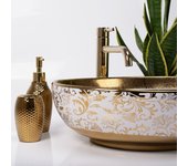 Lavabo sobre encimera Rea Margot Blanco/dorado