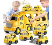 Coche de juguete eléctrico de fricción de camión 7 en 1, juguetes de camiones de bomberos juguetes de camiones de construcción juguetes de camiones...