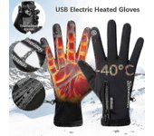 Guantes eléctricos con calefacción USB Mitones calientes de invierno Guantes de ciclismo de bicicleta con pantalla táctil antideslizante Control de...