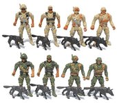 Phwj Soldado + Policía DogPack 8 Soldados Juguetes Militares Juego Hombres Figuras Ejército Con Armas Accesorios Figura de Acción 4" Articulaciones...