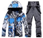 Snowsuits Conjunto de chaquetas y pantalones de esquí para mujer y hombre Traje de nieve de snowboard colorido impermeable a prueba de viento azul ...
