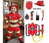 Halloween Bombero Disfraz de cosplay para niños Niños Niñas Fiesta de Carnaval Sam Bombero Uniforme Carnaval Juguetes Trajes Ropa de trabajo Set1 O...