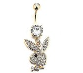 Acero quirúrgico- Zircon Lovely Rabbit, Belly Button Ring & Pendant Silver Gold