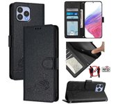 Foxdock Estuche para Wiko T60 Wallet Flip Cover Cat RFID Card Holder Kickstand Negro