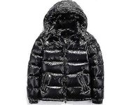Chaqueta shiny down chaqueta de invierno de los hombres stand collar down chaqueta con capucha Negro XL