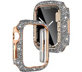 Para Apple Watch Series 6 / 5 / 4 / SE / SE (2022) Marco protector de PC con caja de reloj de 44 mm con grito brillante Plata