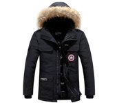 Abrigo de invierno grueso para hombre Chaqueta parka cálida Chaqueta acolchada con capucha de piel Negro 4XL