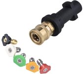 Accesorios del adaptador de lavadora a presión para Karcher K2 K3 K4 K5 K6 K7 Krcher pistola, 1/4 'conexión rápida hembra, con 5 puntas de boquilla...