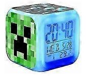 Minecraft bunter Quartett-Wecker mit Farbwechsel, LED-Nachtlicht, Geburtstagsgeschenk, Weihnachtsgeschenk, 1 Blau