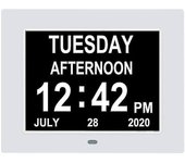 Reloj digital de demencia Calendario Reloj Día Fecha Reloj Pantalla grande Grande Claro Hora y fecha no abreviadas Blanco