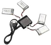 Batería lipo recargable de 4 piezas de 3.7v 500mah con cargador para cuadricóptero Syma X5c / X5sc Rc - MXBC
