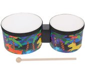 1 juego de Bongo Drum Cartoon Printing Bongo Drum Instruments Instrumento de percusión con baqueta Como se muestra 30.5X15X9.5CM