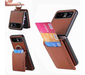 Funda de teléfono de cuero con textura de litchi para Motorola Razr 40 Marrón