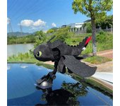 Cómo entrenar a tu dragón Muñeco Dragón Volador Desdentado Adorno compatible con la succión del casco de la motocicleta del coche Negro
