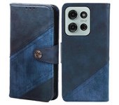 Para Motorola Moto G75 5G Textura de empalme de carcasa Soporte de visualización de cubierta de teléfono de cuero - Azul oscuro Multicolor Dark Blue