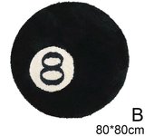 Billar 8 Bolas Alfombra Redondo Tufting Antideslizante Alfombra Alfombra No.8 Bedro 80 x 80cm