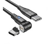 unbrand Cable de sincronización de datos trenzado de nailon múltiple de carga rápida 3 en 1 Cable de cargador magnético Negro 2m