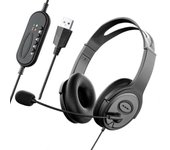 Auriculares para centro de llamadas Auriculares estéreo con micrófono con cancelación de ruido para Zoom Skype Office Call Center Home Podcast Negro