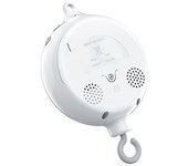 Cuna móvil Motor Baby Music Box con 3 modos de volumen ajustable 12 canciones de cuna de cuna de apagado automático después de 30 minu Blanco
