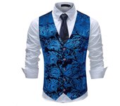 Sliktaa Hombre Hipster Metálico Paisley Estampado Cuello En V Traje Chaleco Chaleco Esmoquin