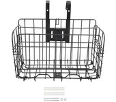 Cesta de bicicleta trasera plegable Malla de alambre plegable Doble Delantero trasero colgante Cesta de bicicleta Bolsa de bicicleta Portaequipajes...
