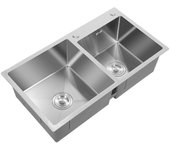 Fregadero de cocina de acero inoxidable de doble fregadero de 78 cm con bandeja de drenaje