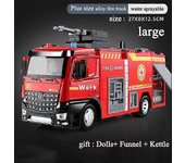 Camión de bomberos grande para niños, coche de juguete, niño de aleación, coche de bombero puede rociar agua, rociador, escalera, coche de rescate ...
