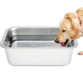 Heyone 2 galones tazón de agua para perros extra grande para perros grandes, tazón para perros de acero inoxidable duradero para perros, tazones de...