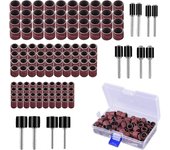 Lijadora de tambor de 132 piezas con caja libre, incluidas bandas de lijado de 120 piezas y mandril de tambor de 12 piezas para herramientas rotati...