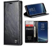 Para Samsung Galaxy S8 PU Leather Phone Stand Case Retro Waxy Texture Full Protection Wallet Cover Negro