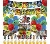 Ninjago Tematizado Fiesta de Cumpleaños Decoración Suministros Globos Banner Pastel Topper Juego de Tarjetas de Invitación