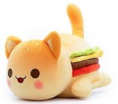 Aphmau Peluche Muñeca Gato Muñeca Almohada Suave Juguete.V5 Hamburguesa 25cm