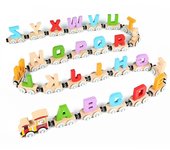 27 piezas de alfabeto de madera Juguete de tren Alfabeto magnético de madera Abc Train Set incluye 1 motor de coches de letras para niños y niñas p...