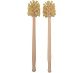 Escobilla de inodoro, paquete de 2 escobillas de inodoro de madera hechas de madera de haya, cerdas de yute fuertes con un poder de limpieza de 360...