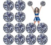 Pack 24 Pompones porristas metálicos Pompones de 12 pulgadas con bastón Azul y blanco