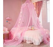 Princesa Cama Dosel Estrella Luz Cortina Cama Estrella Cama Dosel Mosquitera Juegos Casa Cúpula Blanca Cama Dosel Decoración Dormitorio color de rosa