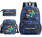 Minecraft Mochila Escolar Estuche Estuche Bolso de Hombro Juego de Tres Piezas _25