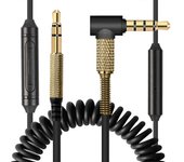 Cable de audio de repuesto para el cable de auriculares MID del monitor Marshall Major II con Negro