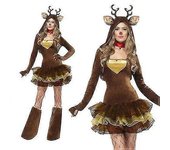 Mujer Adulto Navidad Manga Larga Falda de Alce Cosplay Disfraz
