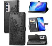 Gangxun Funda para OPPO Find X3 Neo Case Funda de cartera de cuero Relieve Mandala Magnetic Flip Protection A prueba de golpes - Oro rosa Negro