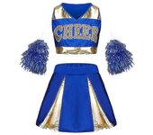 Uniforme De Disfraces De Animadora De Mujer De Disfraces Y Pompones Azul M