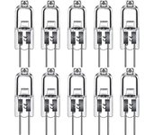 Bombillas halógenas G4 10W 12V Cápsula transparente Bombilla de lámpara de 2 pines Base de clavija halógena Blanco cálido regulable Paquete de 10