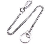 Llavero adecuado, llavero resistente de 38 cm de largo con clip para cinturón para hombres y mujeres plata/blanco